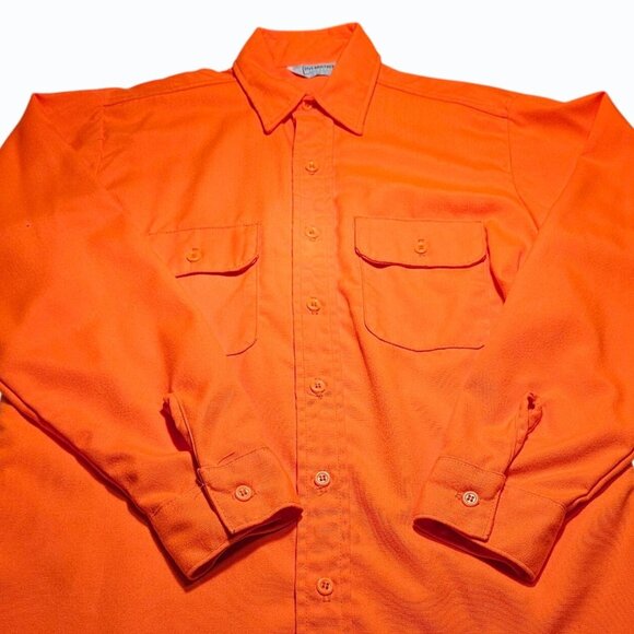 VTG 80s Five Brother Flannel Shirt Men's M  Blaze Orange Safety Hunting Work USA - Picture 6 of 10